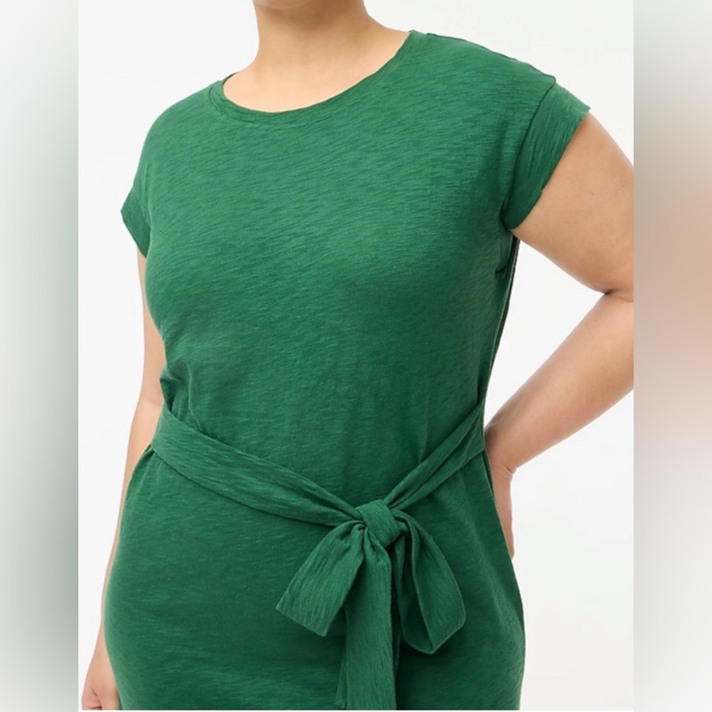 🆕 J. Crew Short-sleeve Tie-waist T-shirt Dress. Size XL. Dark green. - Picture 3 of 6